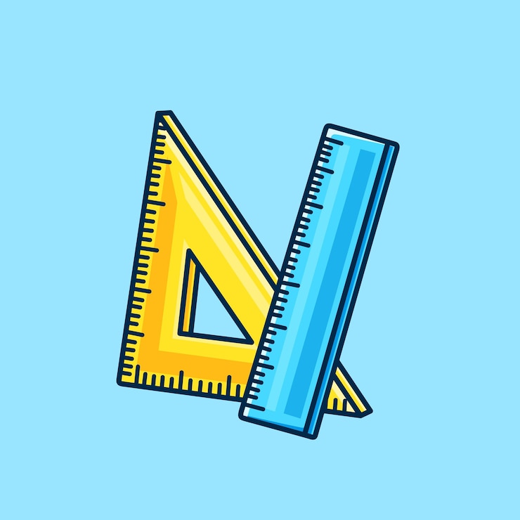 Vettore gratuito regolatore e triangolo regolatore vettore cartone animato icona illustrazione oggetto educativo vettore piatto isolato