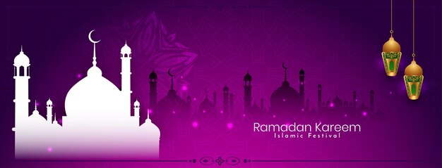 Religioso Ramadan Kareem festival islamico banner design vettoriale