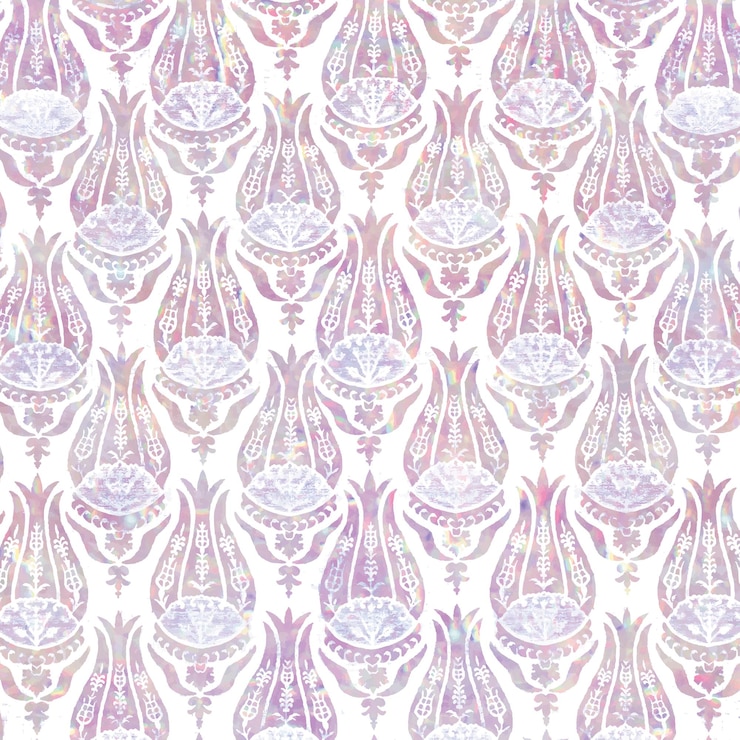 Vettore gratuito remix del modello vettoriale olografico del tulipano vintage da opere d'arte di william morris