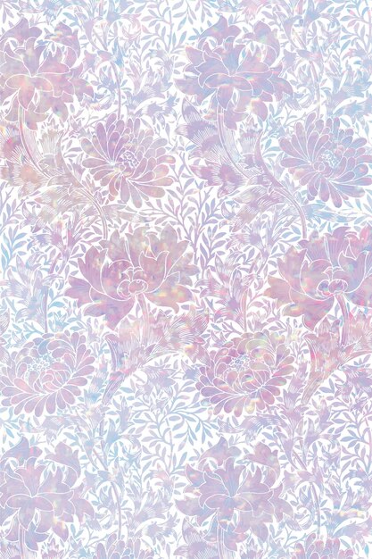 Remix del motivo vettoriale olografico floreale vintage dall'opera d'arte di William Morris