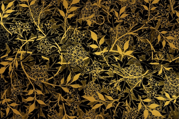 Remix vettoriale di sfondo floreale oro vintage dall'opera d'arte di William Morris
