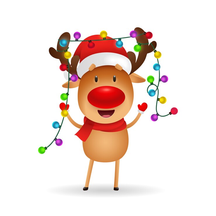 Vettore gratuito renna allegra che celebra il natale