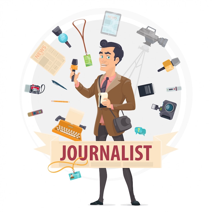 Vettore gratuito reporter colorato round concept