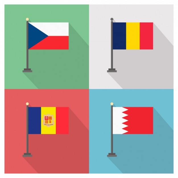 Vettore gratuito repubblica ceca romania andorra e bahrain bandiere