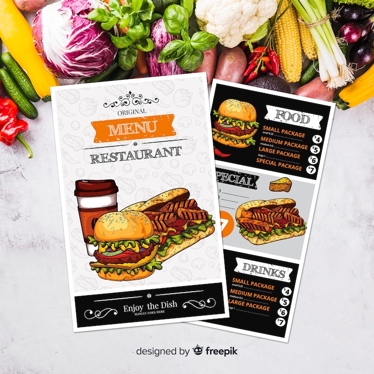 Vettore gratuito restaurant modello di menu