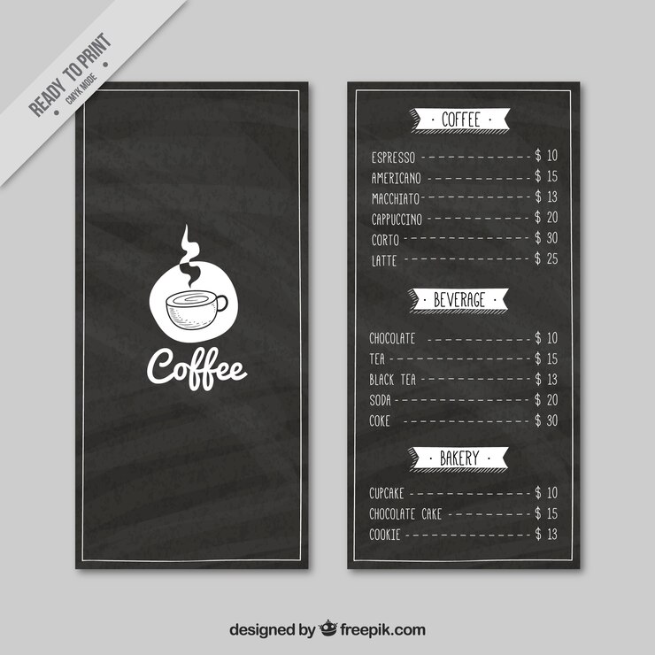 Vettore gratuito retro menu del caffè