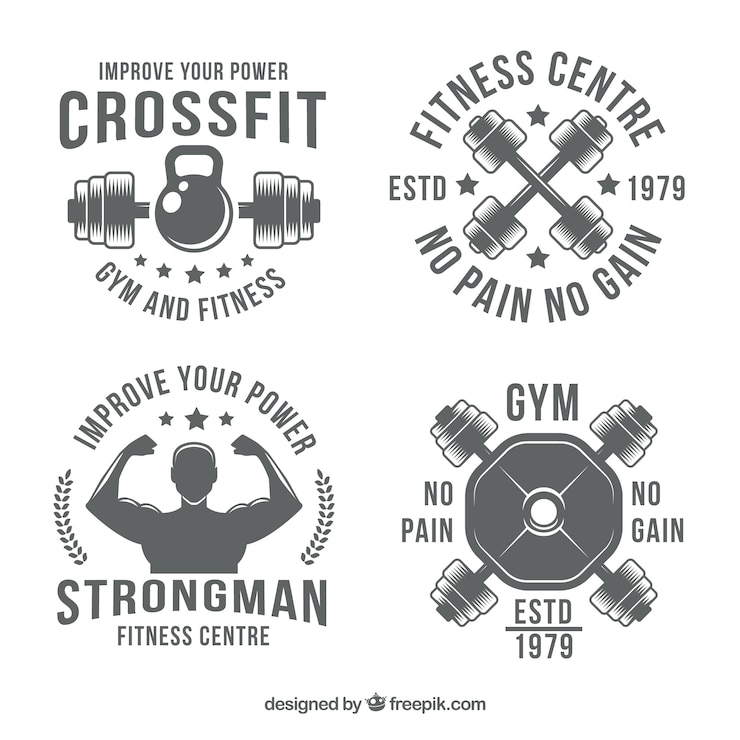 Vettore gratuito retro pacchetto adesivi crossfit