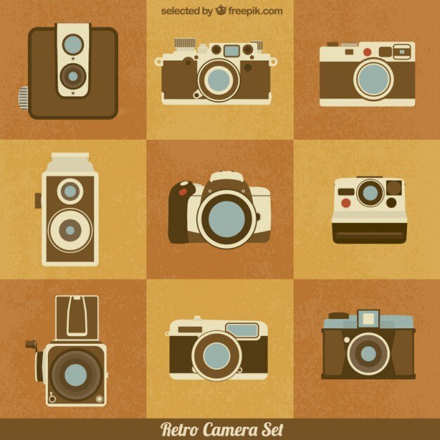 Vettore gratuito retro set camera