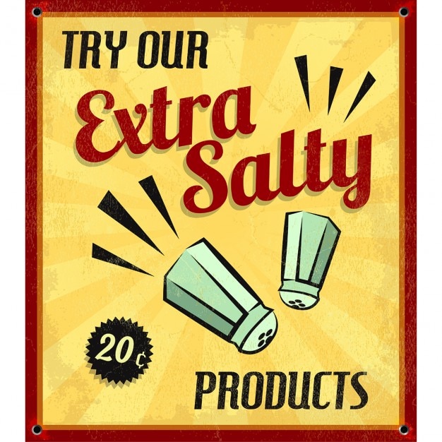 Vettore gratuito retro vintage extra segno salty tin