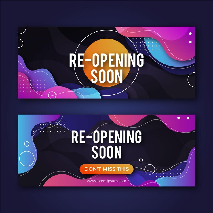 Vettore gratuito riaprendo presto il tema del banner