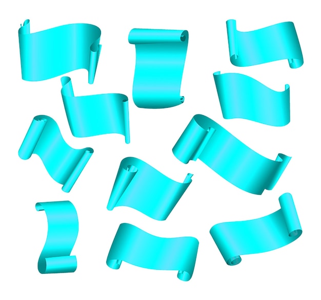 Ribbon Sky Blue Paper Banner Set Illustrazione vettoriale