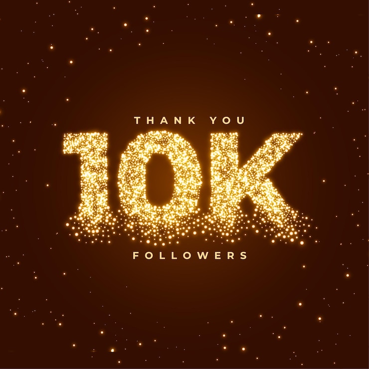 Vettore gratuito ringrazia i tuoi follower per aver raggiunto il traguardo con 10k di particelle d'oro