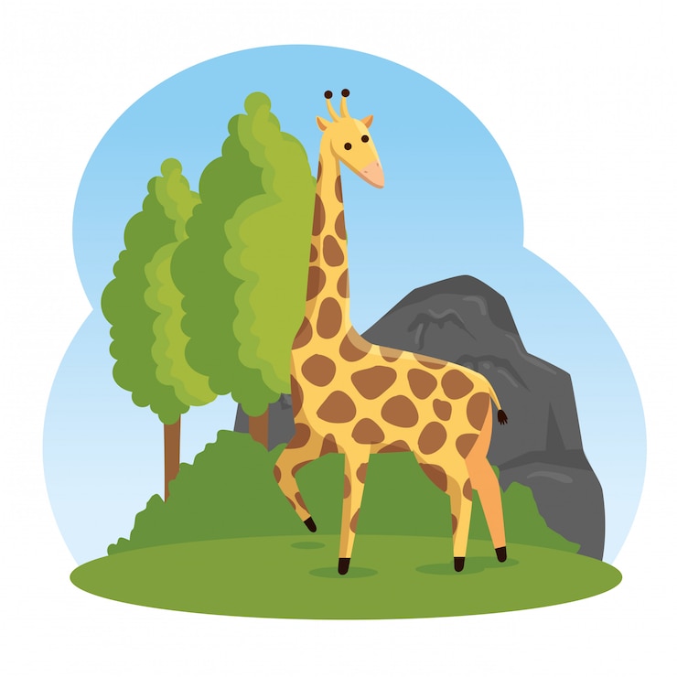 Vettore gratuito riserva di animali selvatici giraffa carino