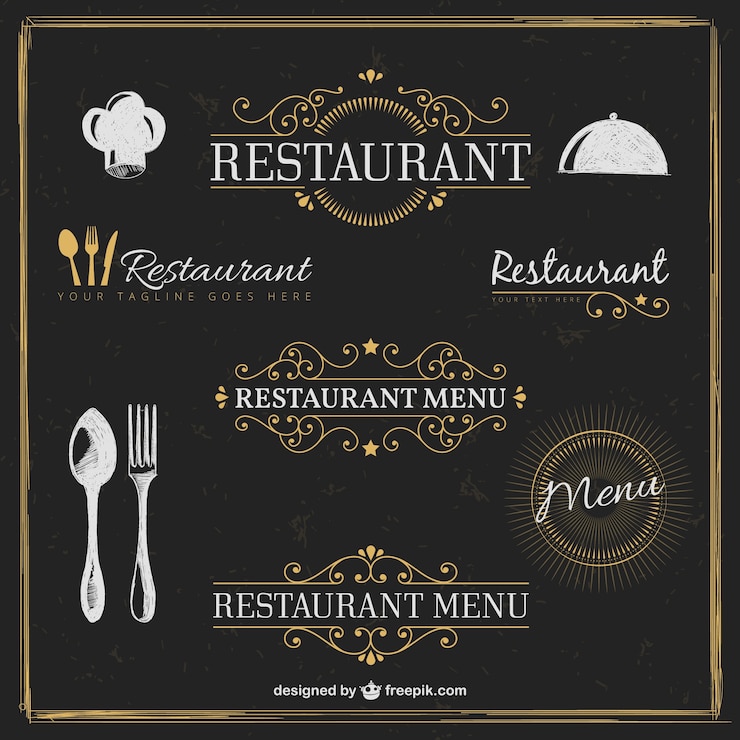 Vettore gratuito ristorante golden badge in stile retrò