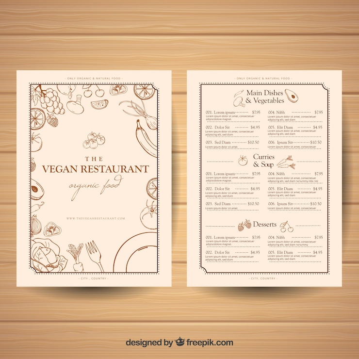 Vettore gratuito ristorante menu template materiale vettoriale