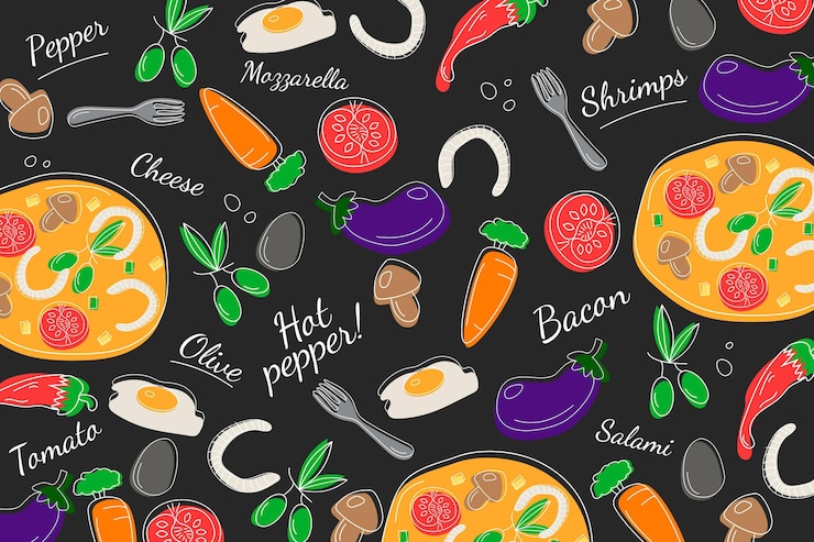 Vettore gratuito ristorante murale carta da parati concept