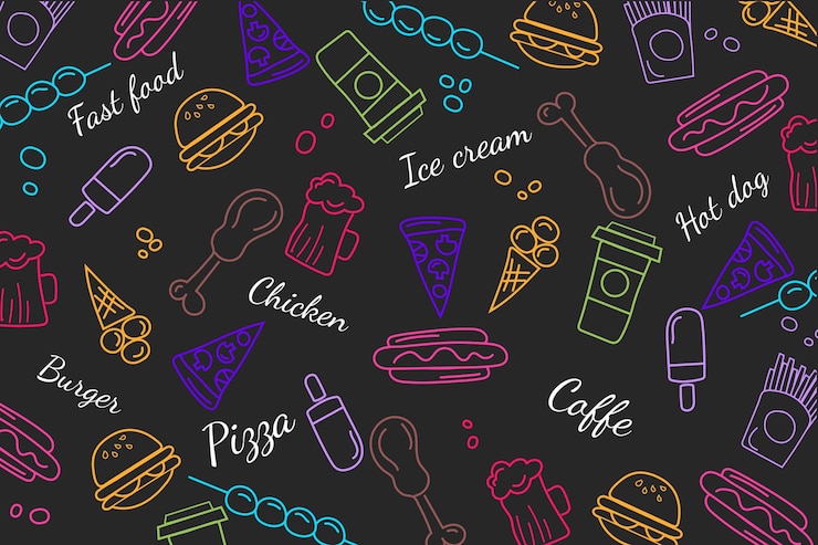 Vettore gratuito ristorante murale carta da parati concept