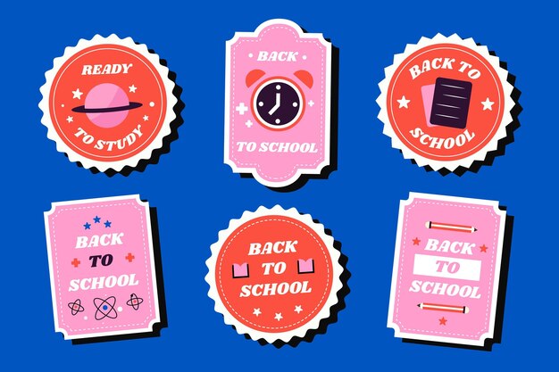 Ritorno piatto alla collezione di etichette scolastiche