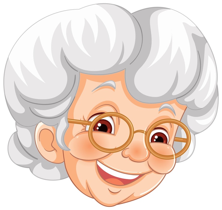 Vettore gratuito ritratto animato di una nonna allegra