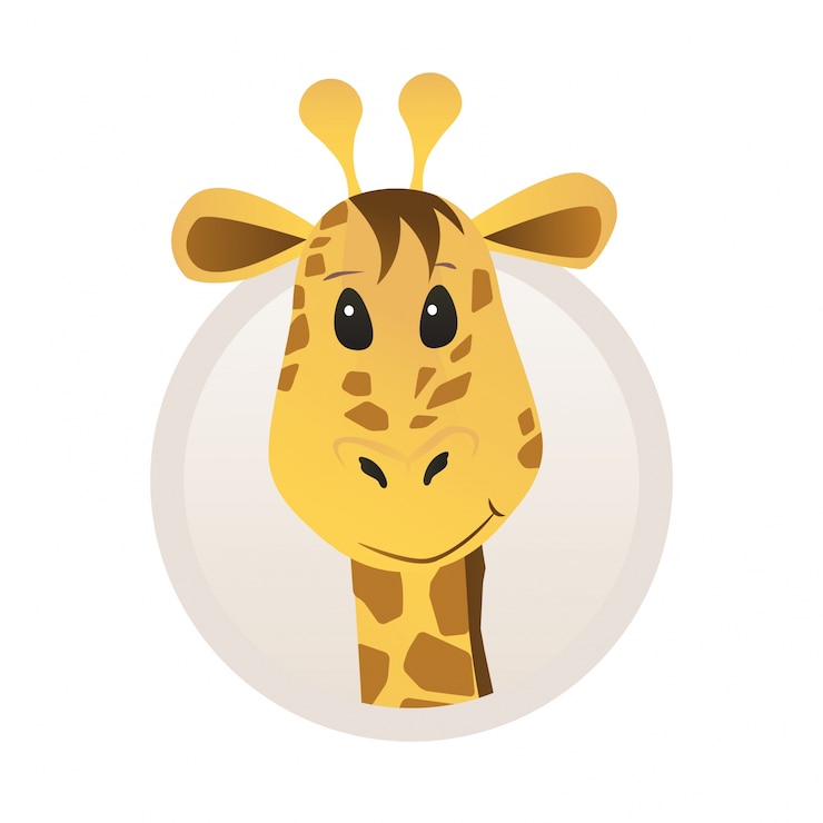 Vettore gratuito ritratto di giraffa in stile cartone animato con cornice per immagine di profilo animale