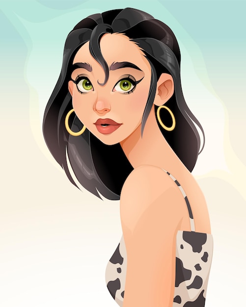 Ritratto di una bella ragazza. Illustrazione del fumetto vettoriale