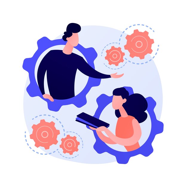 Riunione dei partner commerciali. Consulente finanziario, avvocato e personaggi dei cartoni animati del cliente. Colloquio di lavoro, negoziazione di colleghi, illustrazione di concetto di firma del contratto di lavoro