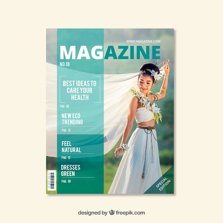 Vettore gratuito rivista con il concetto di natura