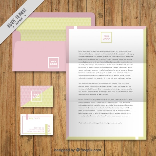Vettore gratuito rosa e carta intestata business verde