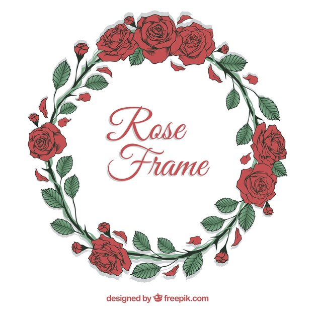 rotondo cornice di rose disegnate a mano