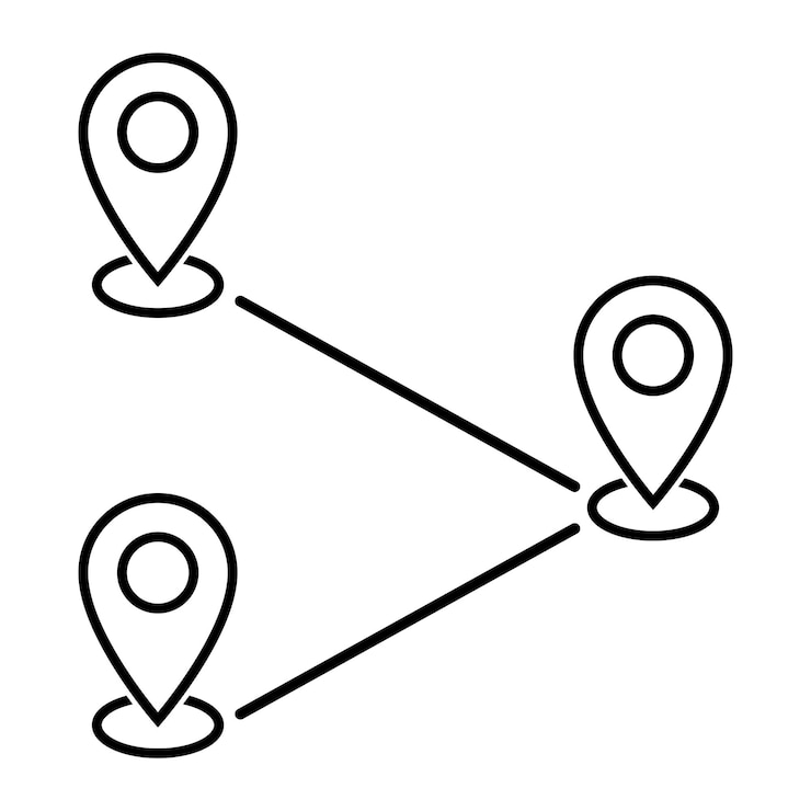 Vettore gratuito rotta dei tre pin di localizzazione