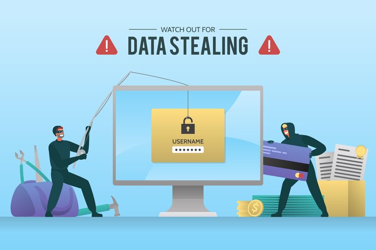 Vettore gratuito ruba il concetto di attacco informatico ai dati