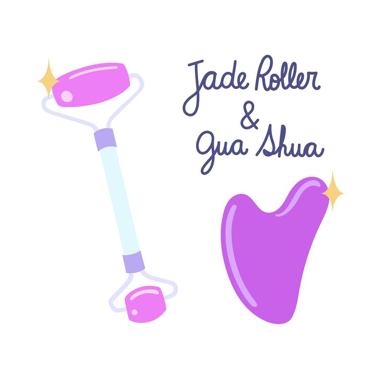 Vettore gratuito rullo di giada disegnato a mano e illustrazione di gua sha