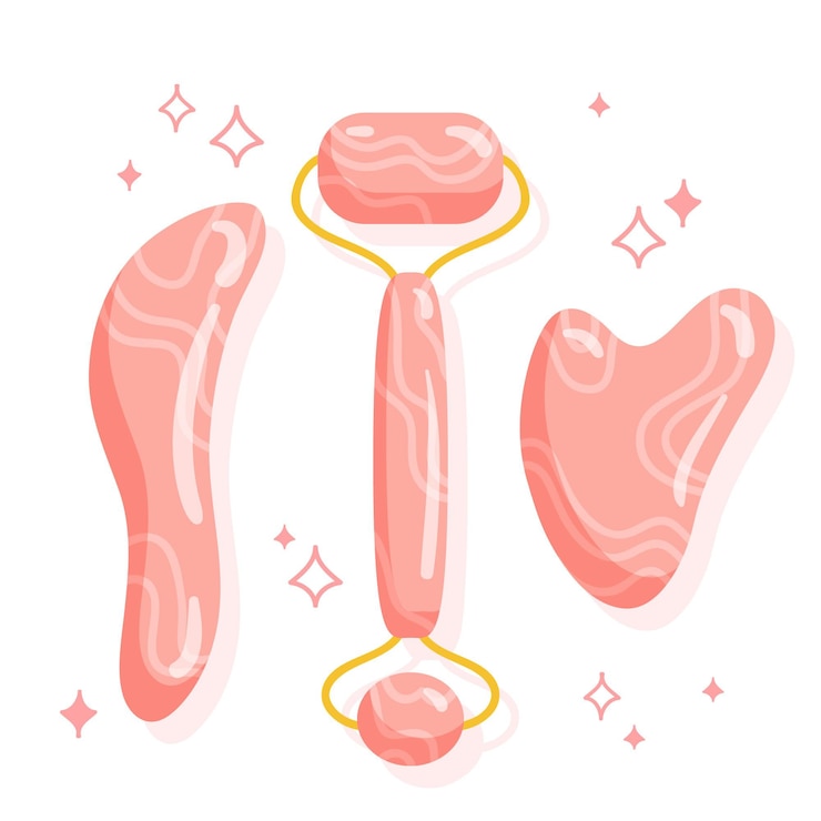 Vettore gratuito rullo di giada disegnato a mano e illustrazione di gua sha
