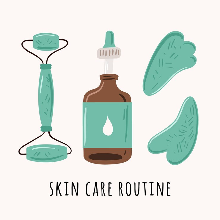 Vettore gratuito rullo di giada disegnato a mano e illustrazione di gua sha