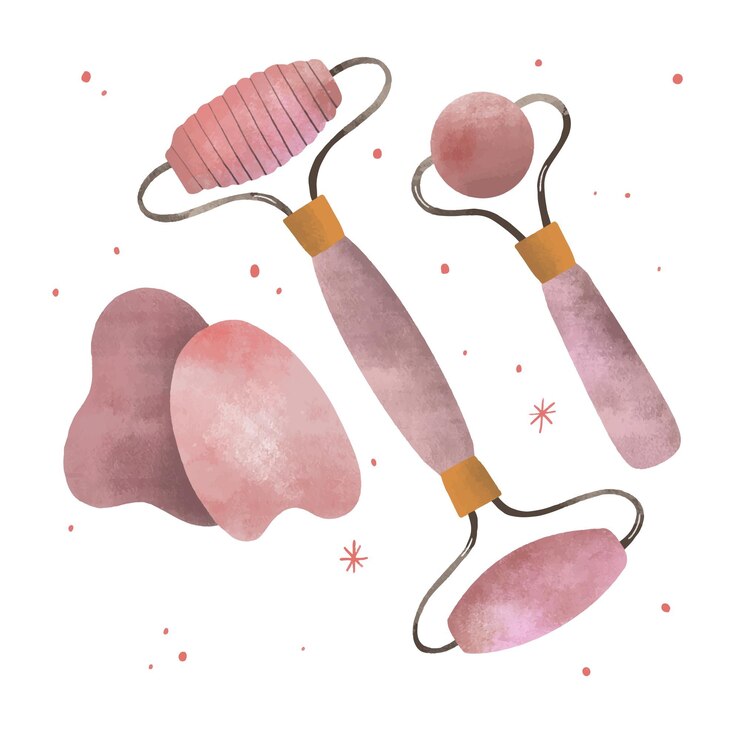 Vettore gratuito rullo di giada e gua sha disegnati a mano