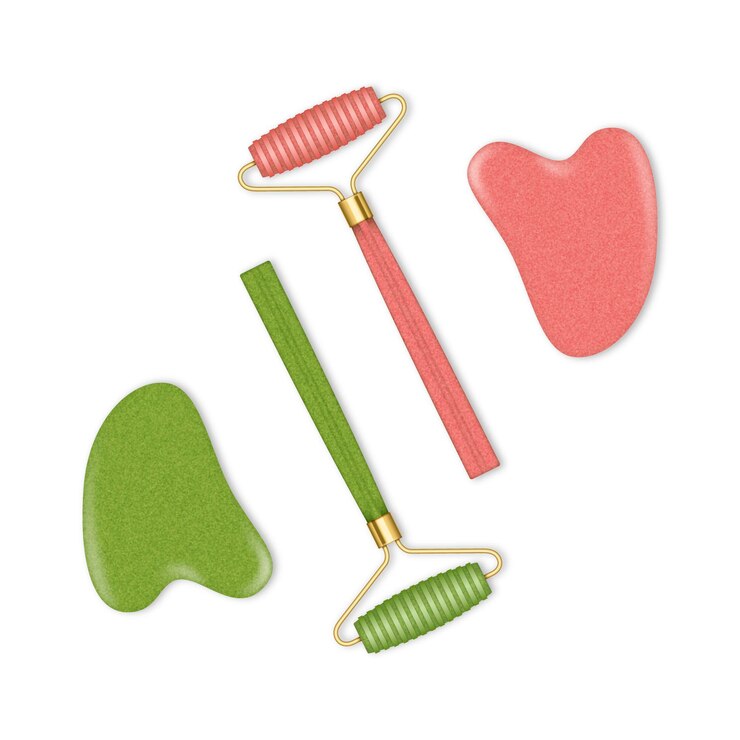 Vettore gratuito rullo di giada realistico e illustrazione di gua sha