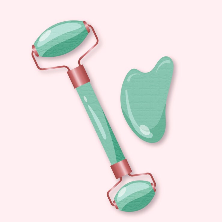Vettore gratuito rullo di giada realistico e set di gua sha