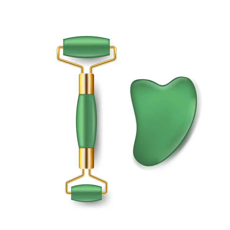 Vettore gratuito rullo di giada realistico e set di gua sha