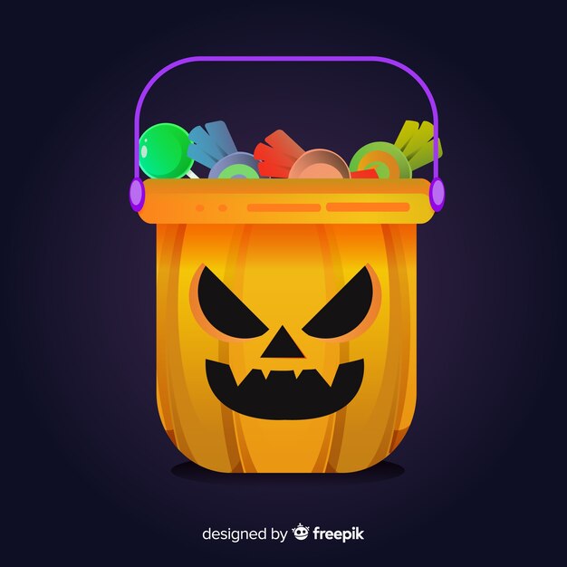 Sacchetto di caramelle colorate halloween con design piatto