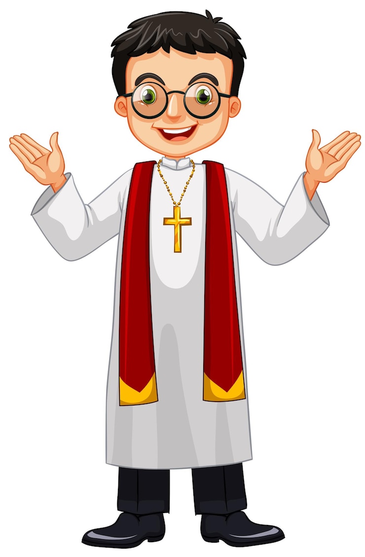 Vettore gratuito sacerdote con gli occhiali e la croce