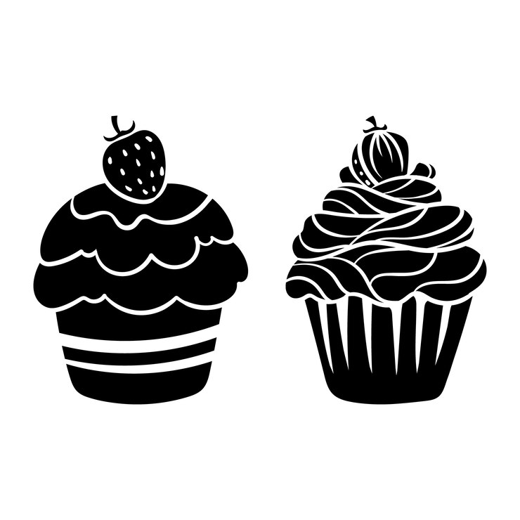 Vettore gratuito sagoma di cupcake disegnata a mano