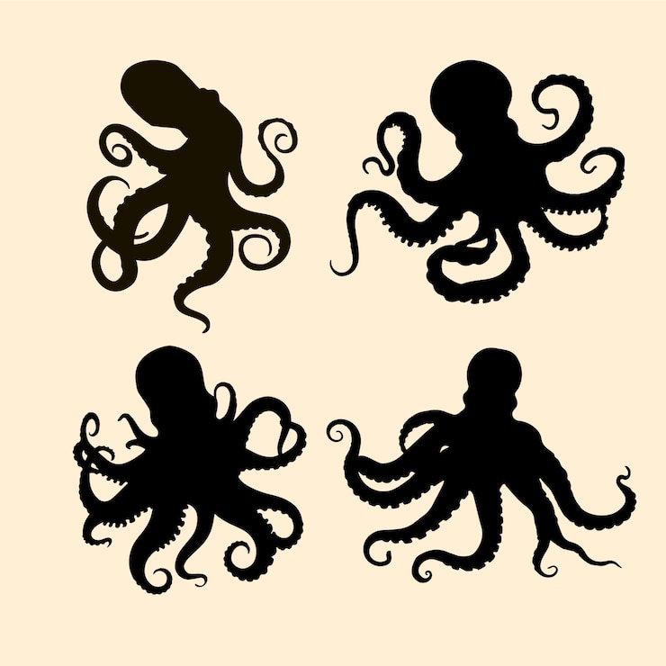 Vettore gratuito sagoma di polpo disegnato a mano