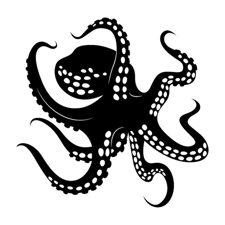 Vettore gratuito sagoma di polpo disegnato a mano