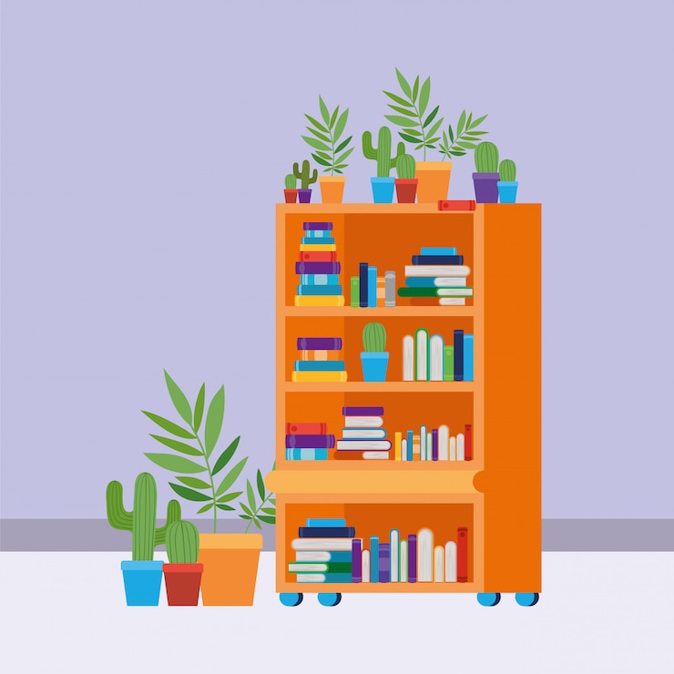 Vettore gratuito sala studio a casa con i libri
