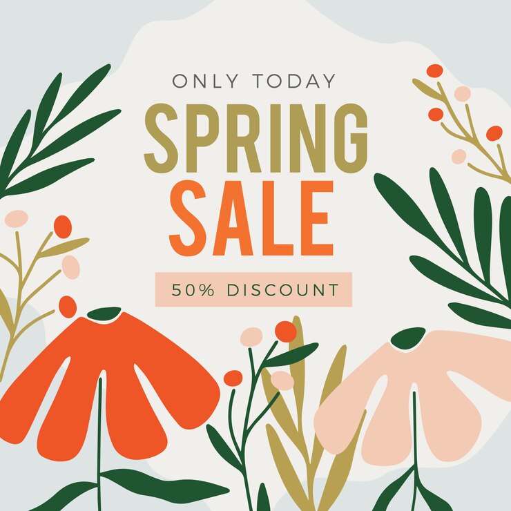 Vettore gratuito saldi di primavera in design piatto