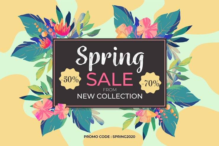 Vettore gratuito saldi primaverili con fiori
