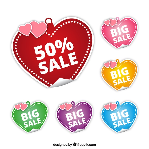 Sale labels confezioni a forma di cuore