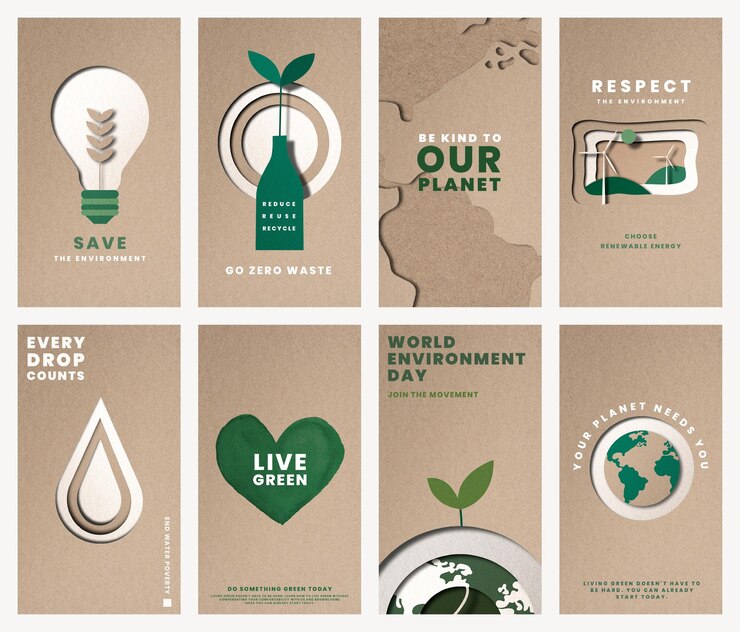 Vettore gratuito salva il vettore dei modelli del pianeta per il set di campagne per la giornata mondiale dell'ambiente