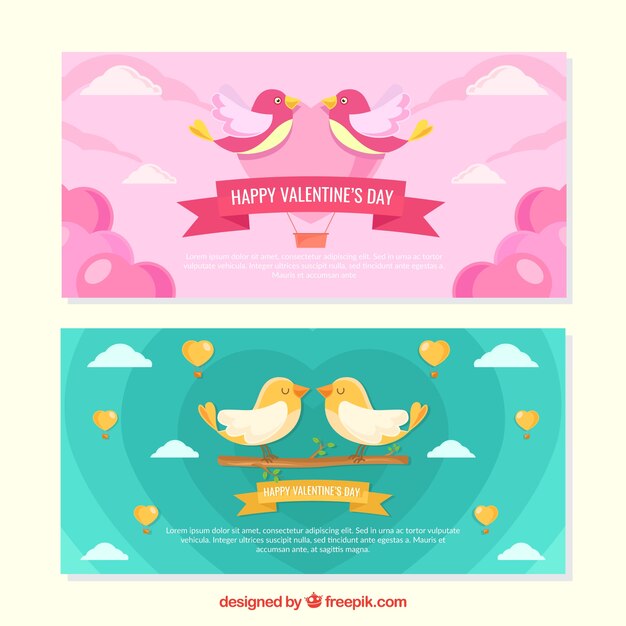 San Valentino striscioni sveglie di uccelli in amore