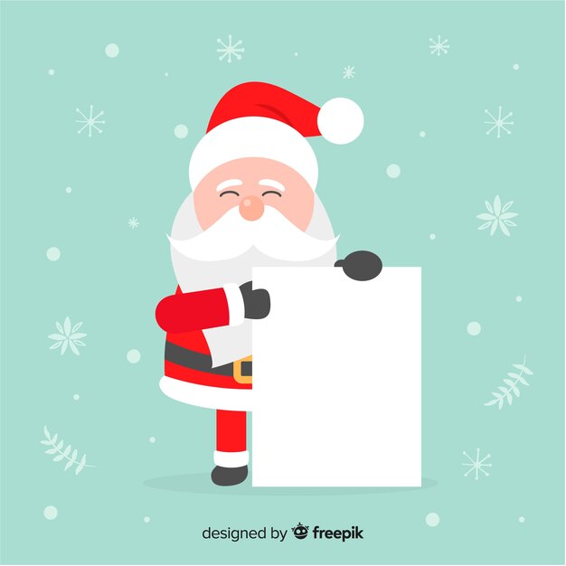 Santa sorridente che tiene segno in bianco